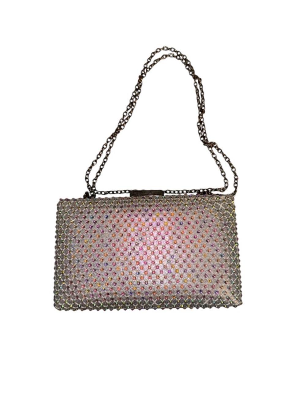Crystal Mesh Evening Clutch - Iridescent Pink